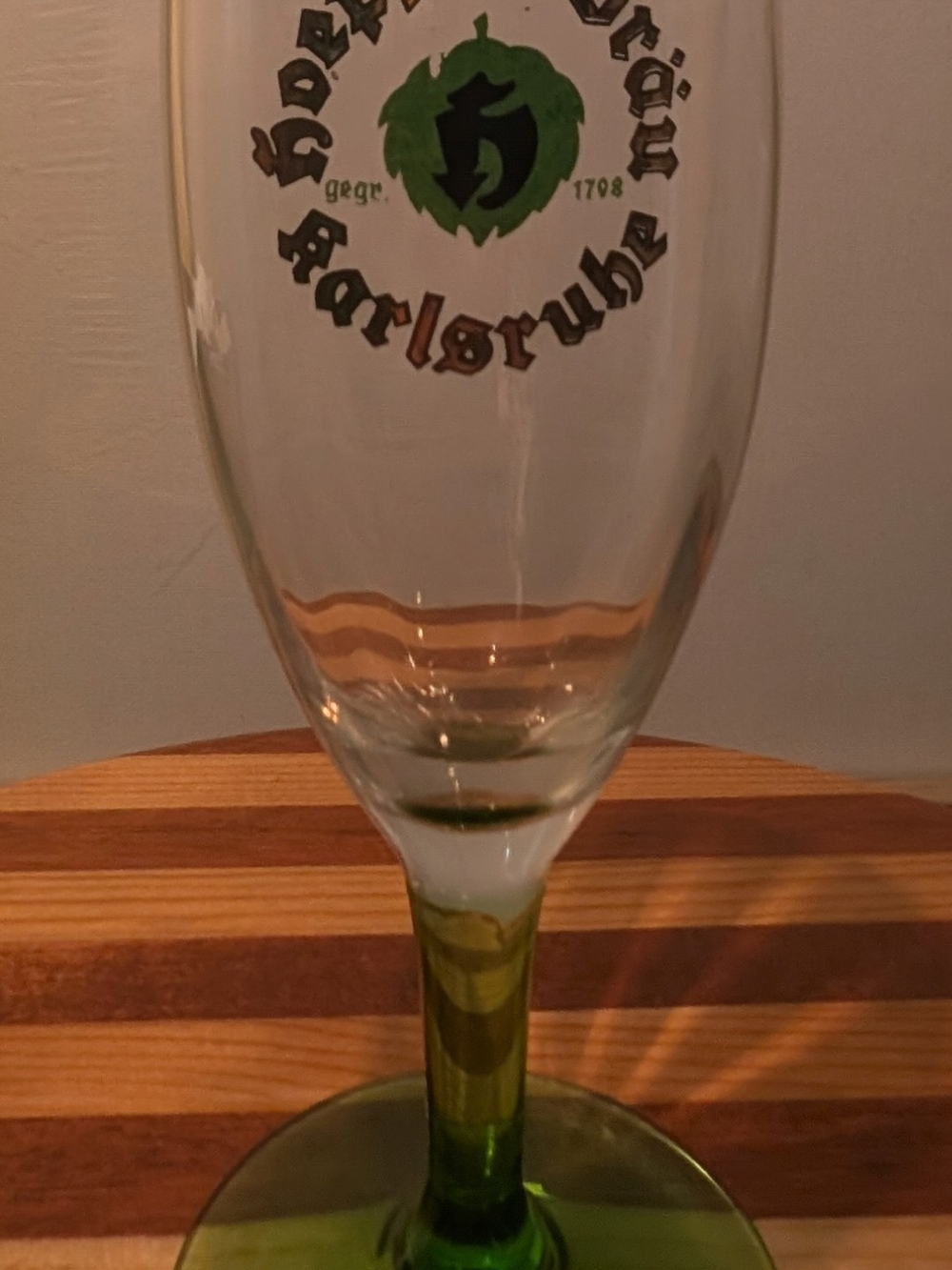 Vintage Hoepfner Bräu Karlsruhe Beer Glass - Rare Green Roemer Stem